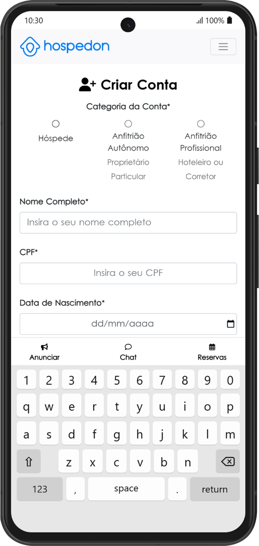 Tutorial Criar Conta